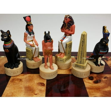 Egyptian Anubis Men Chess Pieces Set Gold  Buff Color - NO Board Egypt