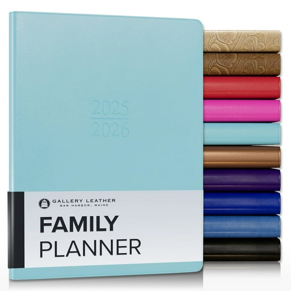 Gallery Leather Family Planner 2026 - Caribbean Aqua - 9x7"
