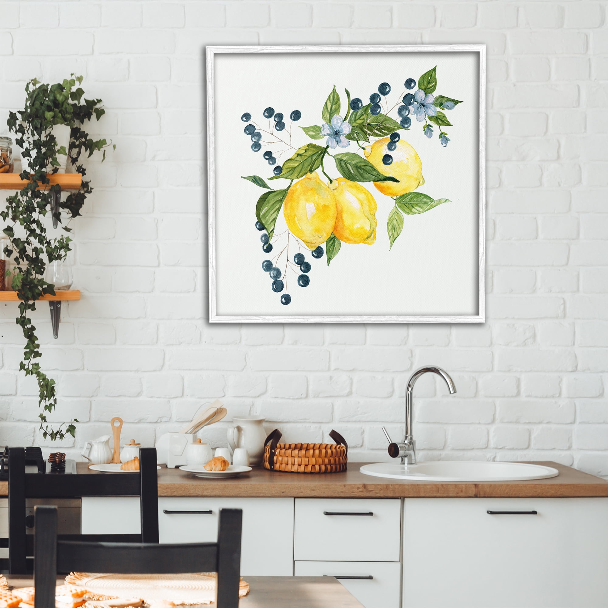 Stupell Industries Lemon Branch with Berries White Framed Giclee Art, design by Livi Finn