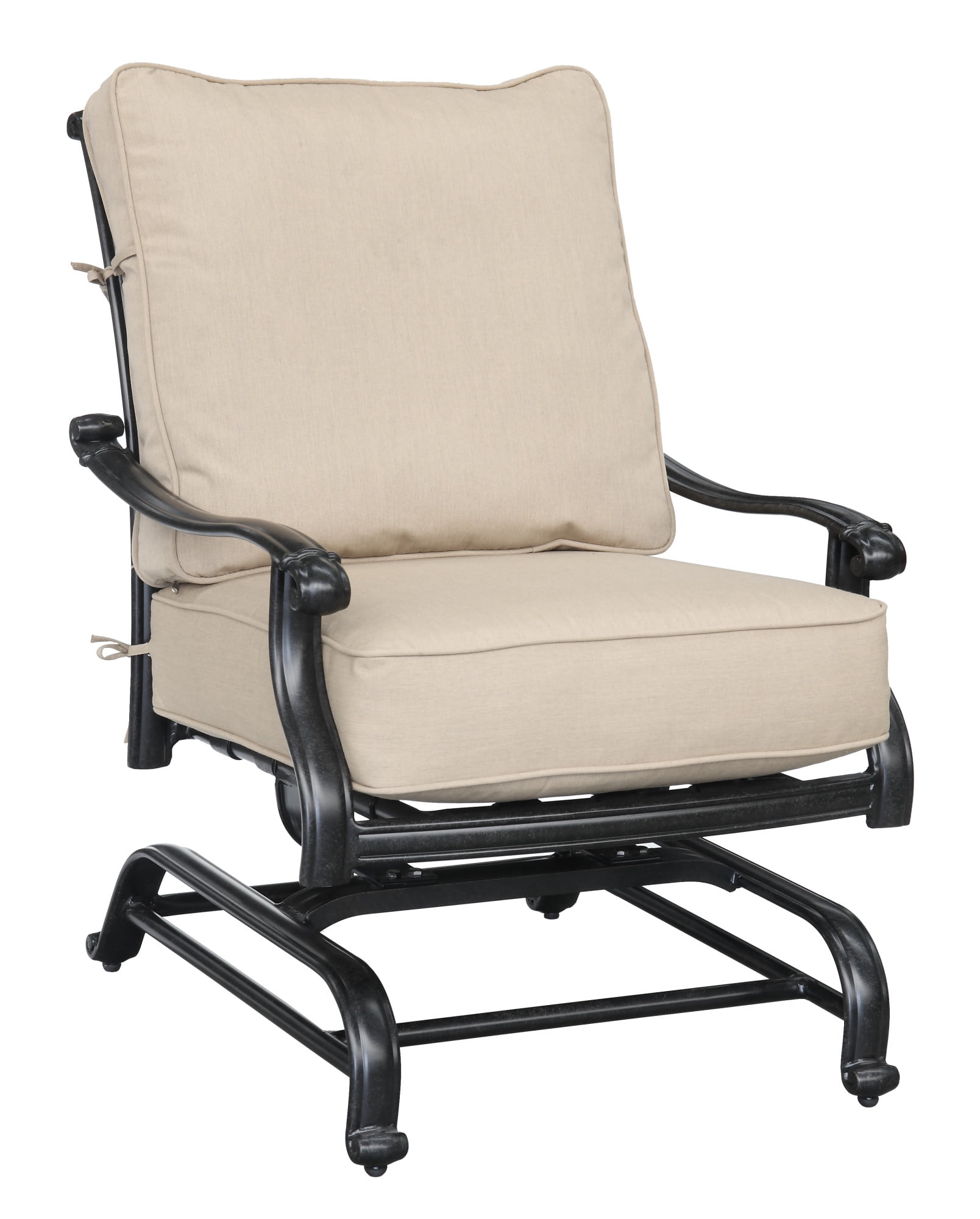 walmart sunbrella cushions on Emerald Home Versailles Heather Beige And Onyx Outdoor Lounge Chair With Spring Rocker Cast Aluminum Frame And Sunbrella Cushions Walmart Com Walmart Com