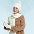 thumbnail image 2 of UJNDER Womens Scarf Hat and Gloves Set Lined Winter Ensemble With Long Knit Scarf and Touchscreen Gloves for Cold Weather White, 2 of 4