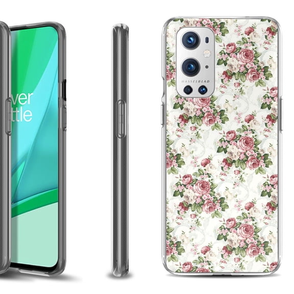 Slim-Fit Flexible TPU Gel Phone Case Compatible with OnePlus 9 PRO 5G, by OneToughShield ® - Floral/Rose