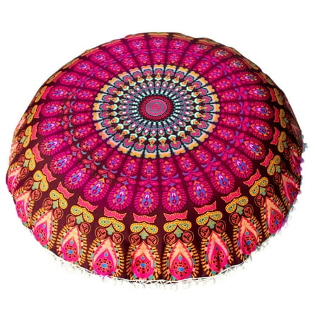 - Outtop Large Mandala Floor Pillows Round Bohemian Meditation Cushion Cover Ottoman Pouf