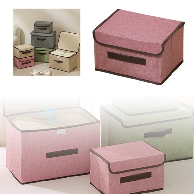 Binwennn Cloth Storage With Lid Folding Cloth Convenient Clothing Storage Lid Storage Foldable Wardrobe Clothing Storage Practical Cloth With Lid 3 Storage Organizer Home Textile Storage Linen Closet