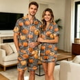 thumbnail image 7 of Mens Casual Couple Loungewear Set Allover Halloween Pattern Short Sleeve Pocket Shirt And Matching Sleep Shorts, 7 of 7
