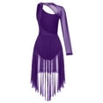 thumbnail image 5 of DPOIS Women's Figure Ice Skating Dress Long Sleeve Leotard Lyrical Dance Dress Purple S, 5 of 7