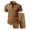 Brown, variant on MHOSTAFH Men's Shorts Set Summer Beach Vacation 2 Piece Outfits Short Sleeve Shirts and Drawstring Short Pant Loungewear Set