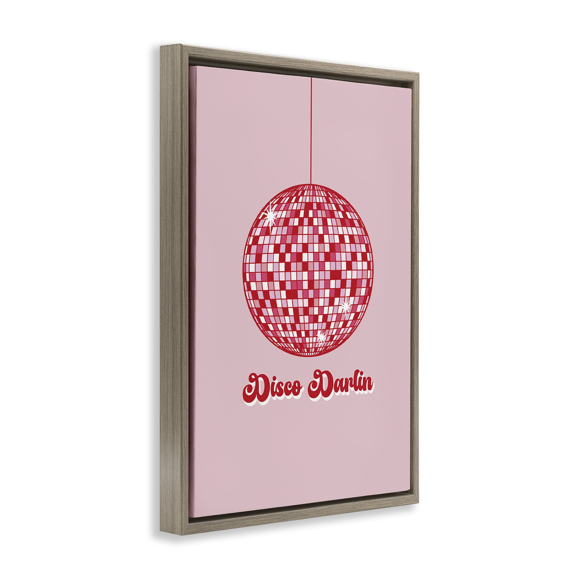 Stupell Industries Retro Disco Darlin Typography Painting Brown Floater Framed Art Print Wall Art, 21 x 31