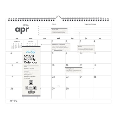 Blue Sky Monthly Wall Calendar, 15" x 12", To-Do 15-Month (April 2026 - June 2027)