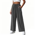 thumbnail image 4 of SimpleJoyi Ladies Casual Wide Leg Summer Pants High Waist Drawstring Loose Fit Breathable Daily Trousers, 4 of 5