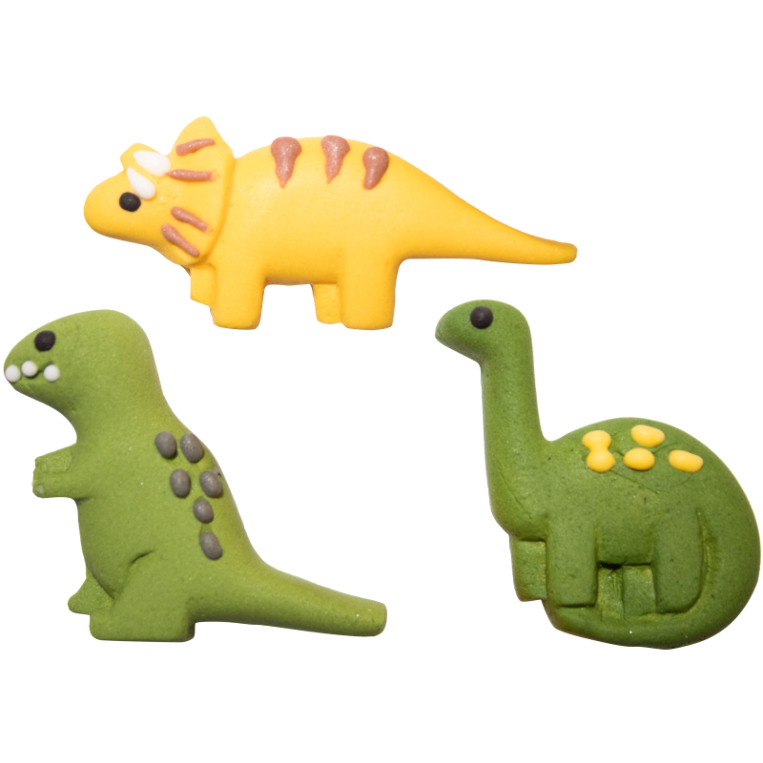 Wilton Dinosaur Royal Icing Edible Cake Decorations Green and Orange 12-Pieces 0.95 oz.