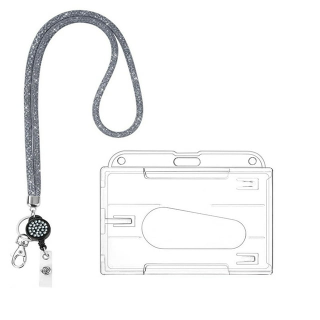 Cosmug Bling Crystal Rhinestone Lanyard Keychain | Sparkly Id Badge Holder for Women & Kids | Adjustable Neck Strap for Keys, Wallet & Cards | Teacher Student Accessory, G