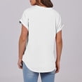 thumbnail image 4 of Kaemgyyd Oversized Tshirts for Women Breathable Loose Button V Neck Tops Lightweight Roll Short Sleeve Basic Tee, 4 of 6