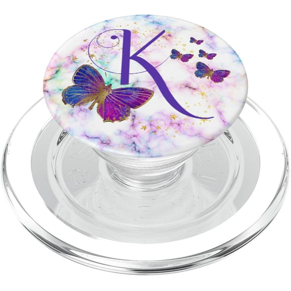 KimiqueMonogram PopGrip Purple Butterfly K Initial MagSafe