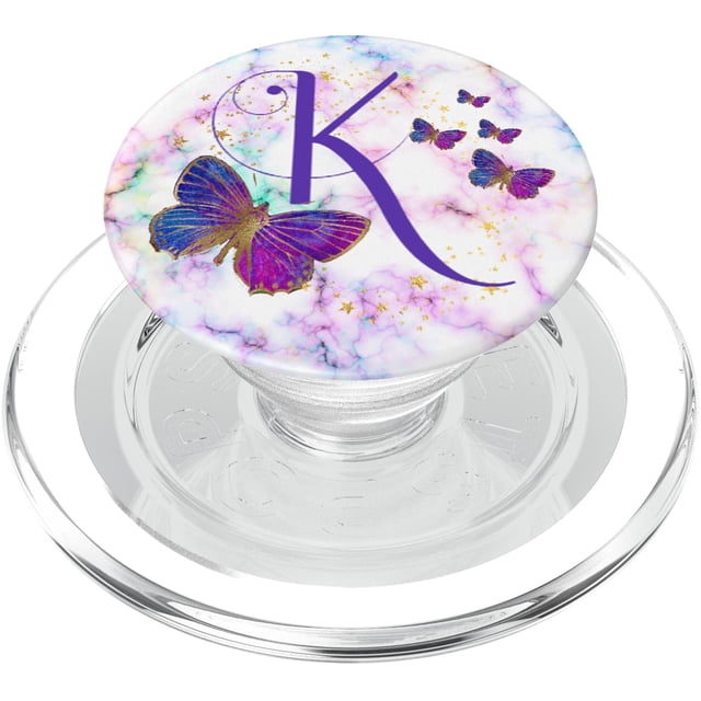KimiqueMonogram PopGrip Purple Butterfly K Initial MagSafe