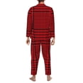 thumbnail image 5 of Bingfone Men'S Pajama Set 2 Piece Loungewear Pjs, Long Sleeve With Pajama Pants-Red Black Houndstooth, 5 of 9