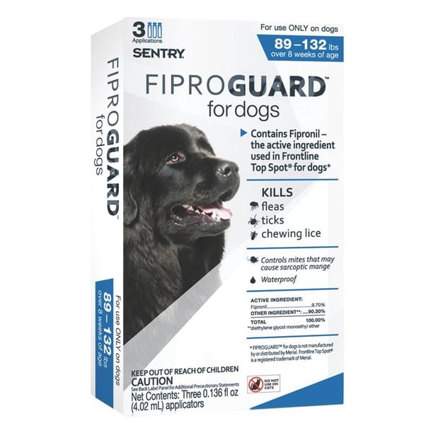 Sentry FiproGuard Dog Flea & Tick Topical 89132 Pound, 3 Monthly