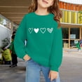thumbnail image 2 of KAUOD Girls Heart Print Sweatshirts Ribbed Cuffs Cute Crew Neck Pullover Tops Clothes Teen Kids Long Sleeve Cotton Hoodies, 2 of 6