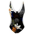 thumbnail image 2 of Gibobby Trajes de Baño Mujer Completos Bañador de bikini con estampado de flores y cuello en V para mujer(Negro,XL), 2 of 3
