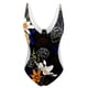 thumbnail image 2 of Gibobby Trajes de Baño Mujer Completos Bañador de bikini con estampado de flores y cuello en V para mujer(Negro,M), 2 of 3