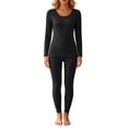 thumbnail image 2 of 2 Piece Thermal Underwear For Women, Crewneck Long Sleeve Tops, Slim Fit Long Johns, Fall Fleece Lined Base Layer Set, 2 of 7