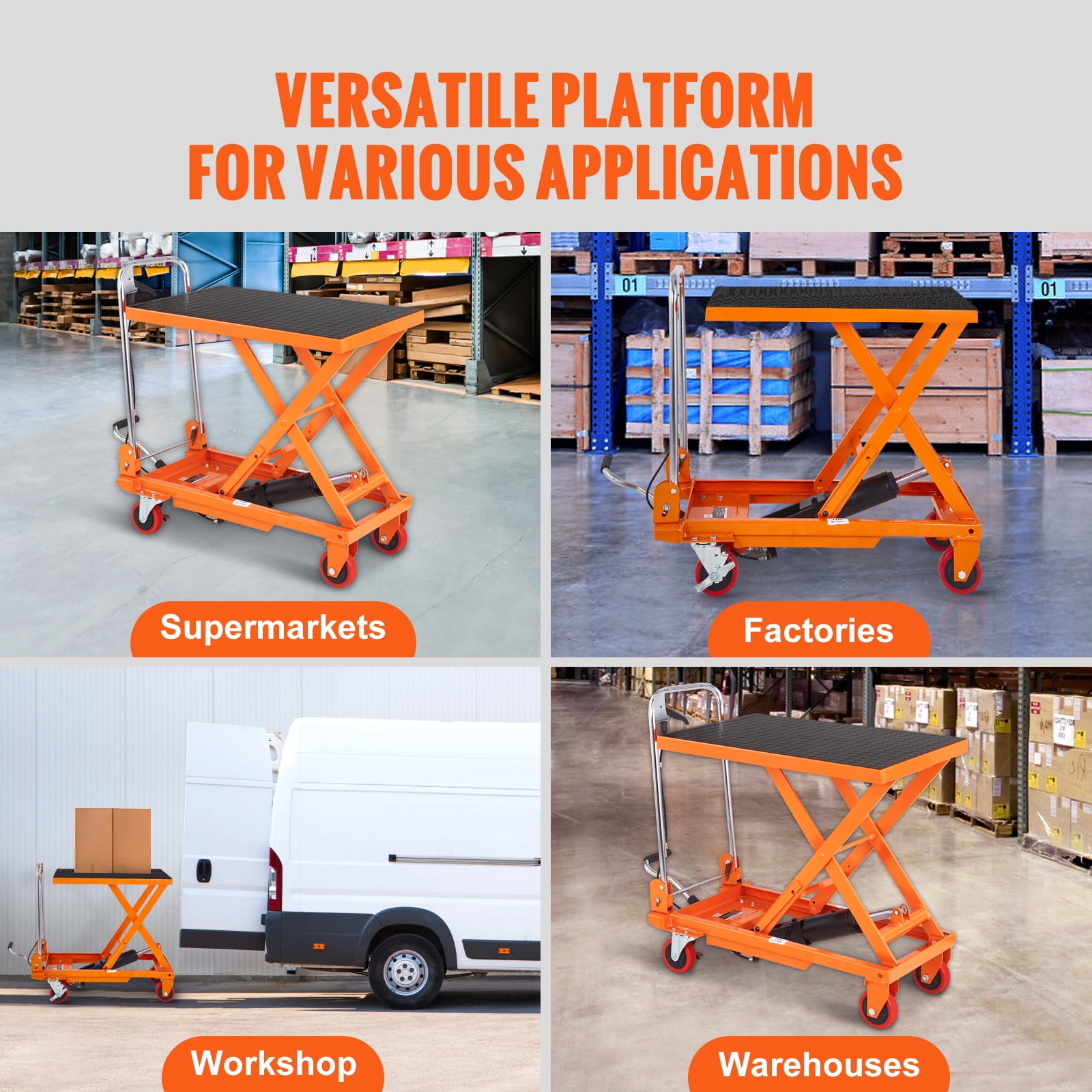 KFFKFF Hydraulic Lift Table Cart, 330lbs Capacity, 28.5" Max Height, Manual Single Scissor Lift with Wheels and Non-slip Surface for Material Handling and Transport
