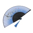 thumbnail image 3 of Folding Hand Fan Wedding Party Gift Dance Props Home Office Decoration (Blue), 3 of 9