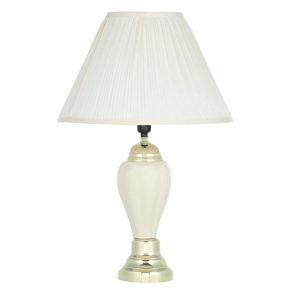 ORE International 27" Urn-Shaped Ceramic Table Lamp with Linen Shade in Ivory