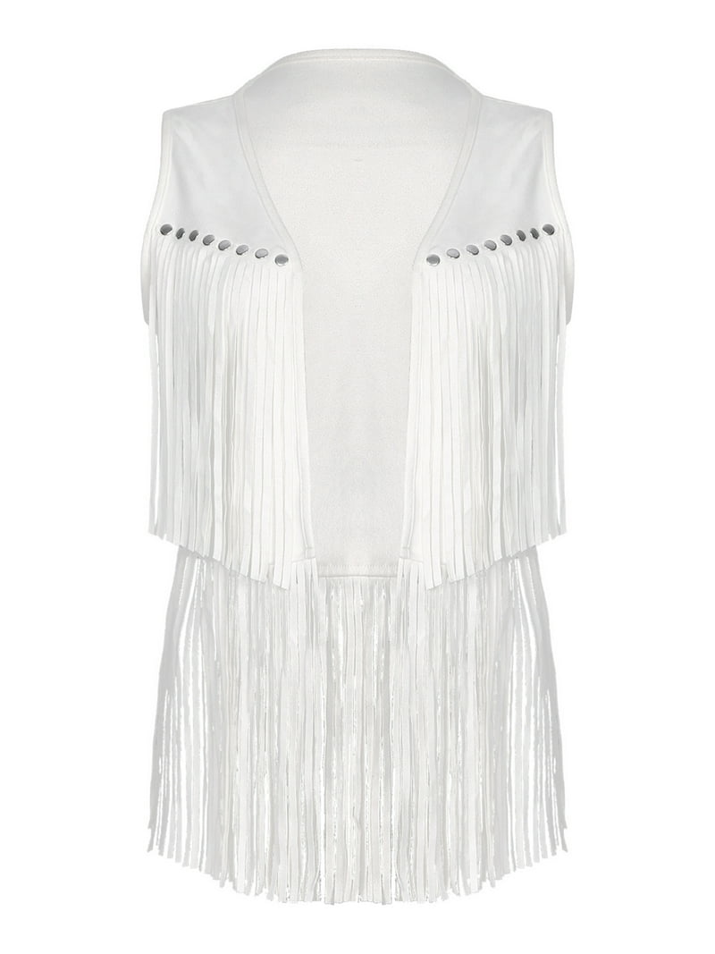 ＜HOUGA＞ waltz frill vest cotton WHITE inhzoy Womens Western Cowgirl Tassels Vest Sleeveless Fringe