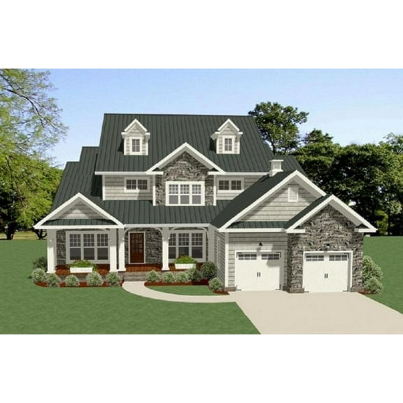 006-814: Craftsman 4 Bed, 5 Bath Luxury Home Plan, 3008 Sq Ft: Full Blueprints with License to Build by Home Plan Marketplace - Lesuto