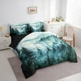 thumbnail image 3 of Manfei Farmhouse Nature Scenery Bedding Comforter Set 7-Piece, Teal Rustic Watercolor King Bedding Sets, Teen Kid Adult Reversible Bed Sheets, Microfiber Bedroom Decor, 3 of 7