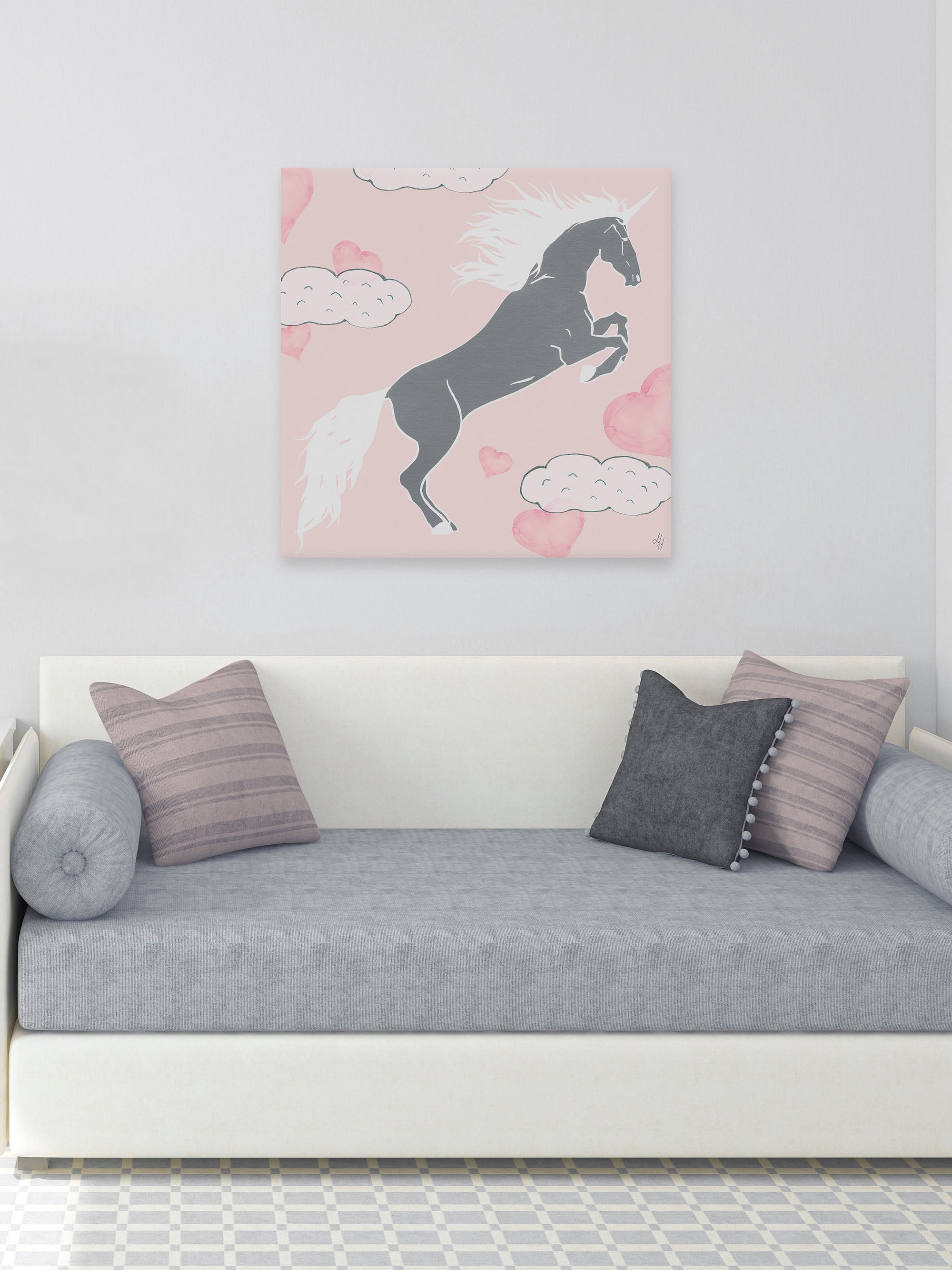 Marmont Hill Cloudy Unicorn Canvas Wall Art