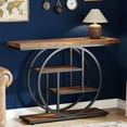 thumbnail image 2 of Industrial 4-Tier Console Table with Circle Base, Narrow Sofa Table for Living Room, Entryway Hallway - Rustic Brown, 2 of 8
