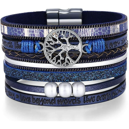 Inspirational Tree of Life Leather Bracelets for Women,Mothers Day Birthday Jewelry Gifts for Teens Girls
