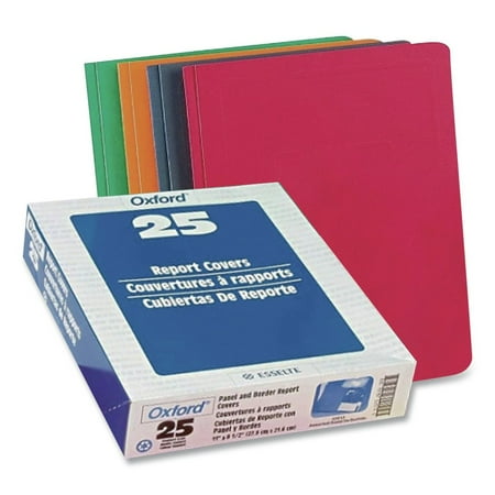 Oxford 52513 3 Prong Fastener 0.5 in. Capacity 8.5 in. x 11 in. Assorted Title Panel and Border Front Report Cover (25/Box)