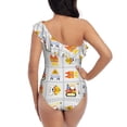 thumbnail image 5 of Easygdp Construction Equipments Worker Women's One Shoulder Ruffle Monokini Bathing Suits with Removable Chest Pad, Quick Drying - X-Large, 5 of 8