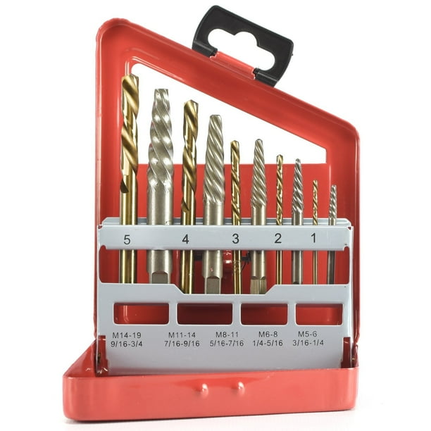 01925A Screw Extractor and Left Hand Drill Bit Set, 10 Piece Alloy