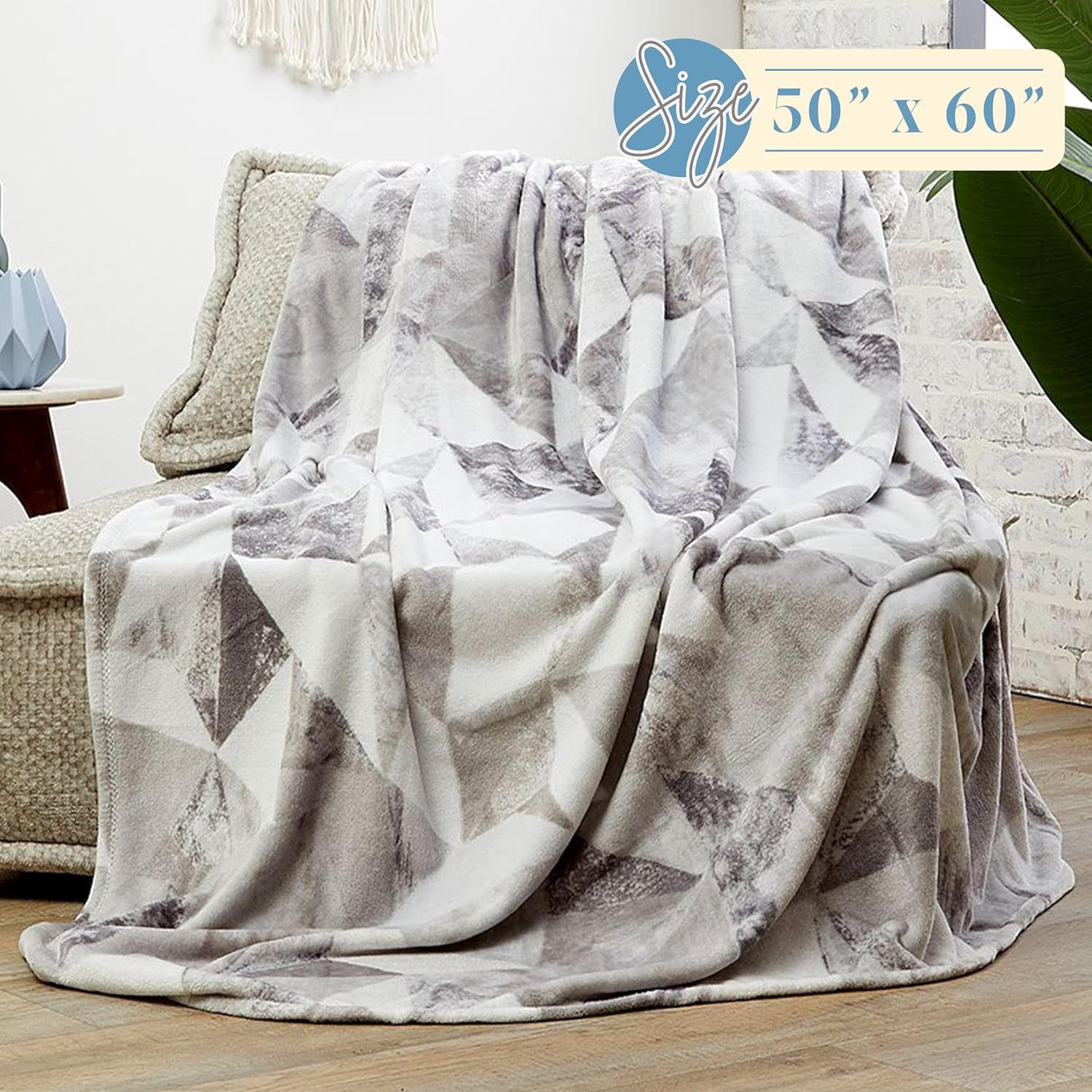 Elegant Comfort Lightweight Printed Throw Blanket- All Season, Ultra Soft, Cozy and Plush- Decorative Throw Blankets, Perfect for Lounging, 50 x 60 inches, Aiden, Throw Blanket