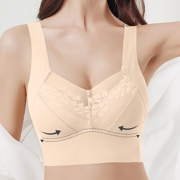 SBYOJLPB Women's Sexy Bra Women Lace Beautiful Style Bra Solid Color Soft and Comfortable Bra No Steel Ring Gathering Sexy Lower and Upper Support Wiping Bra Dail Red XL