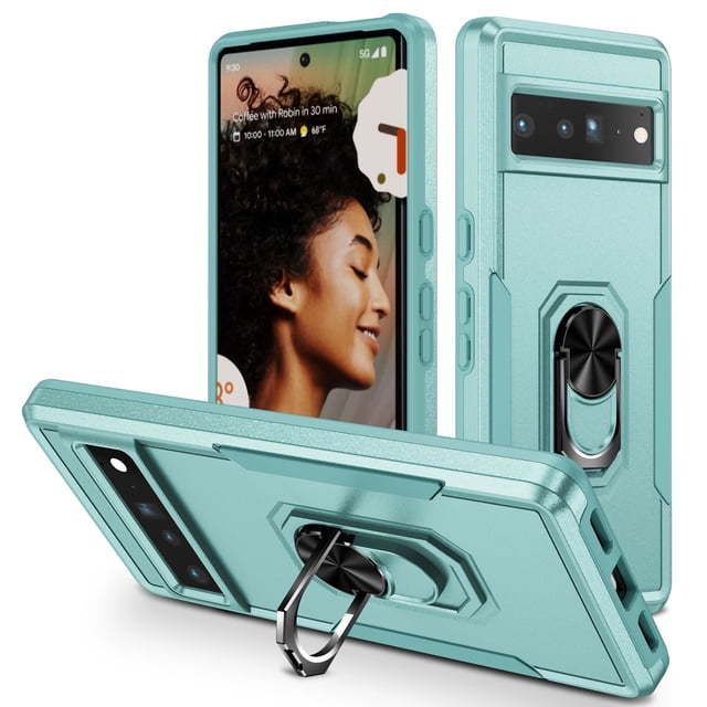 Designed for Google Pixel 8a Case, Military-Grade Drop Protection, Shockproof Phone Case Cover, Magnetic Car Mount Ring Kickstand Bumper Hard Case for Google Pixel 8a, Green