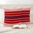 thumbnail image 4 of Pack of 2 Outdoor Pillow Covers 26x26 Inch Waterproof Red Striped Throw Pillow Covers,Decorative Couch Pillow Shams Protectors Modern Minimalist Gradient Lines Country Patio Cushion Pillowcases, 4 of 8