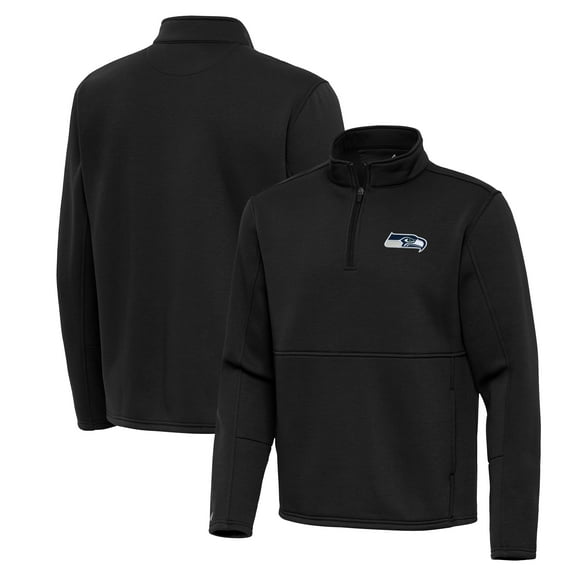 Men's Antigua Black Seattle Seahawks Twist Quarter-Zip Pullover Jacket