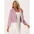 thumbnail image 3 of DARING DIVA Women's Faux Fur Fluffy Coat Collar Cropped Jacket M Pink, 3 of 6