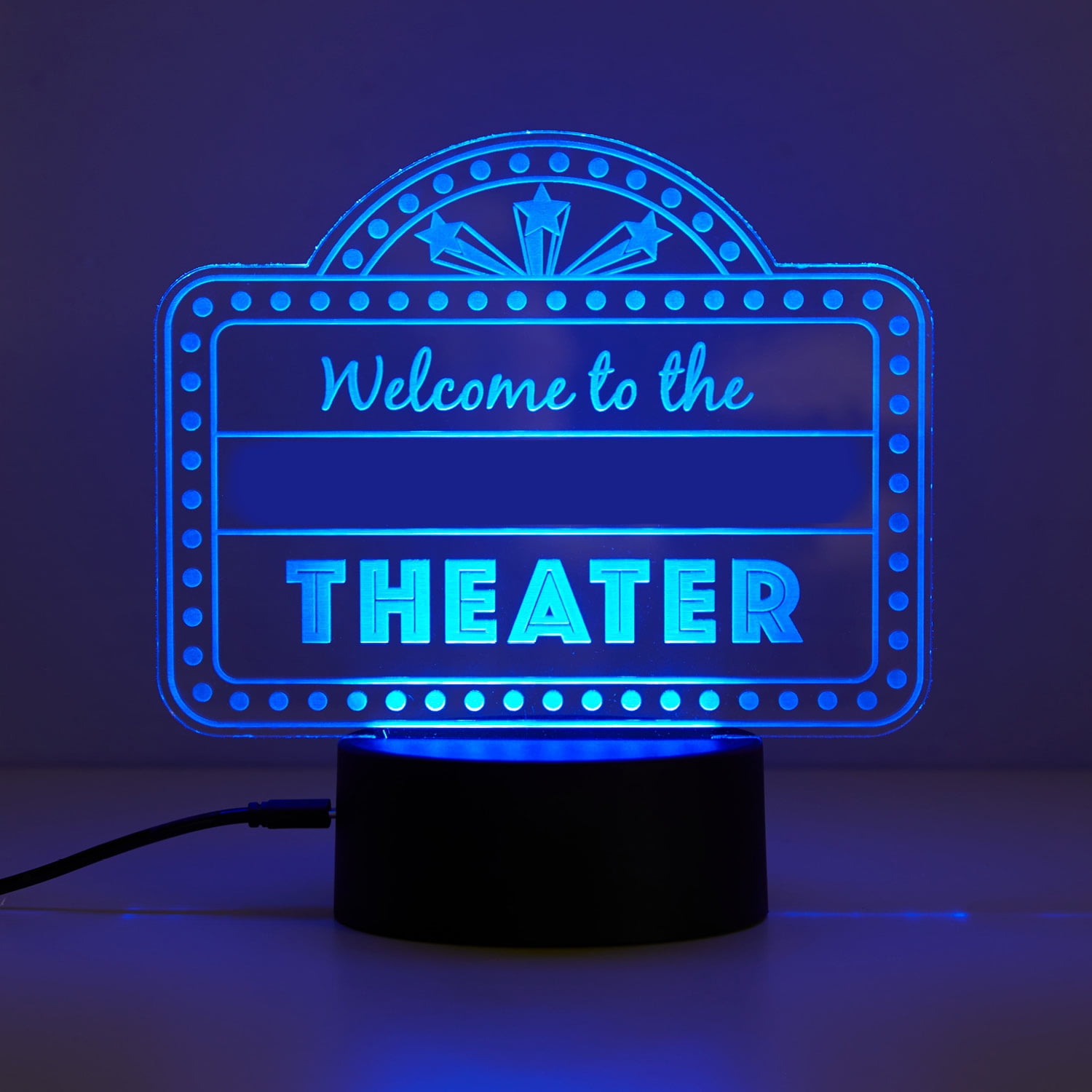 Personalized Planet Home Family Theather Multicolor LED Night Light with Custom Name Laser Engraved on Acrylic Design Insert
