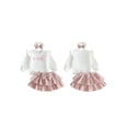 thumbnail image 3 of Toddler Girl Winter Fall Outfit Flower Sweatshirt Layered Skirt Headband, 3 of 10