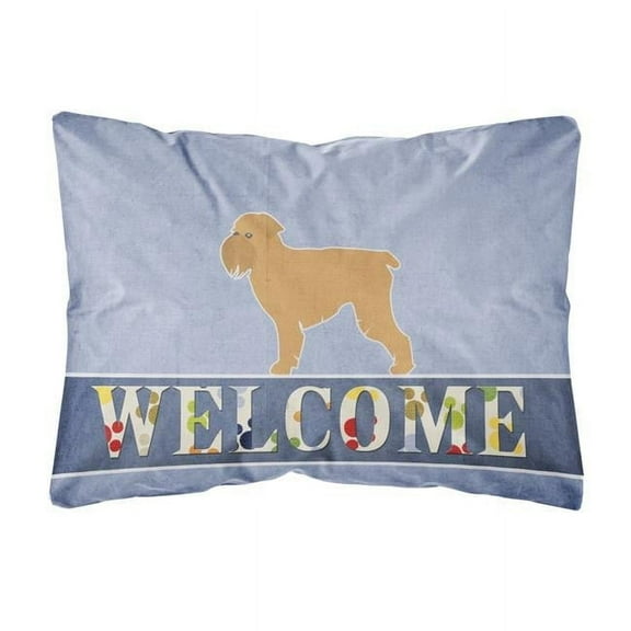 Carolines Treasures BB5544PW1216 Brussels Griffon Welcome Canvas Fabric Decorative Pillow, 12H x16W, multicolor