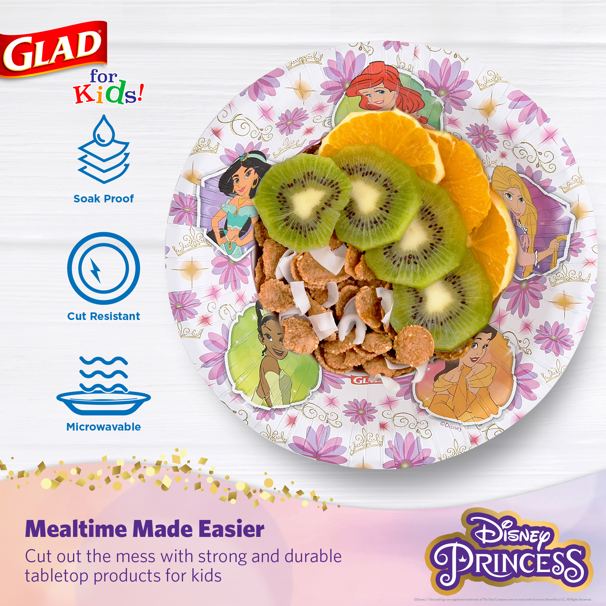 Glad for Kids - 10" Round Paper Plate - 30ct - Floral Frames - MIXED PACK