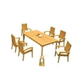 thumbnail image 1 of Grade-A Teak Dining Set: 6 Seater 7 Pc: 83" Rectangle Table And 6 Goa Stackng Arm Chairs Outdoor Patio WholesaleTeak #51GO-0107, 1 of 6