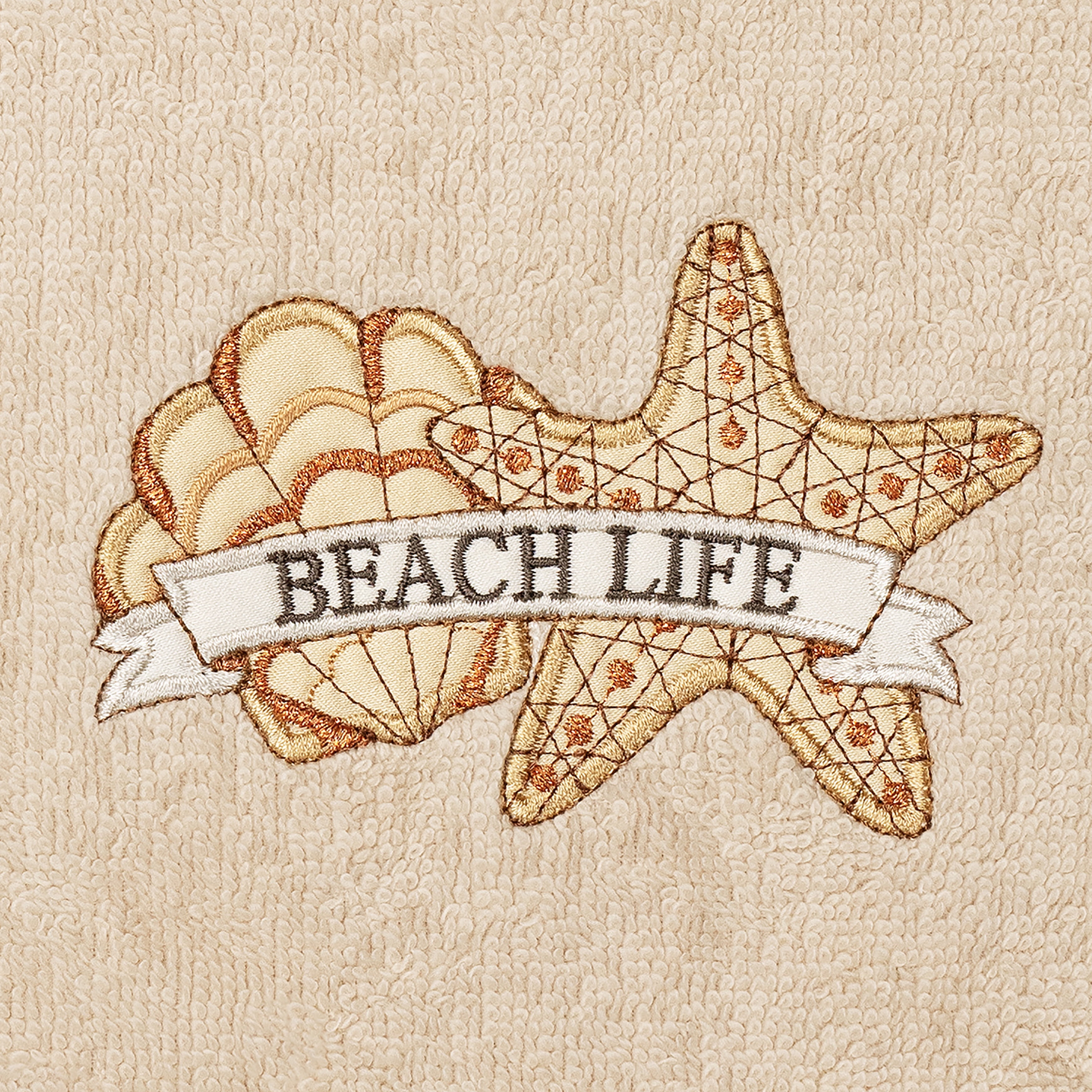 Linum Home Textiles Beach Life - Embroidered Luxury 100% Turkish Cotton Hand Towels (Set of 2)