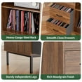 thumbnail image 6 of Lisonu Record Player Stand with Vinyl Storage for 350+ Albums, Mid-Century Media Console & Turntable Stand with Adjustable Shelves, Speaker Shelf, and 2 Drawers, Brown Wood Grain Finish, 6 of 20
